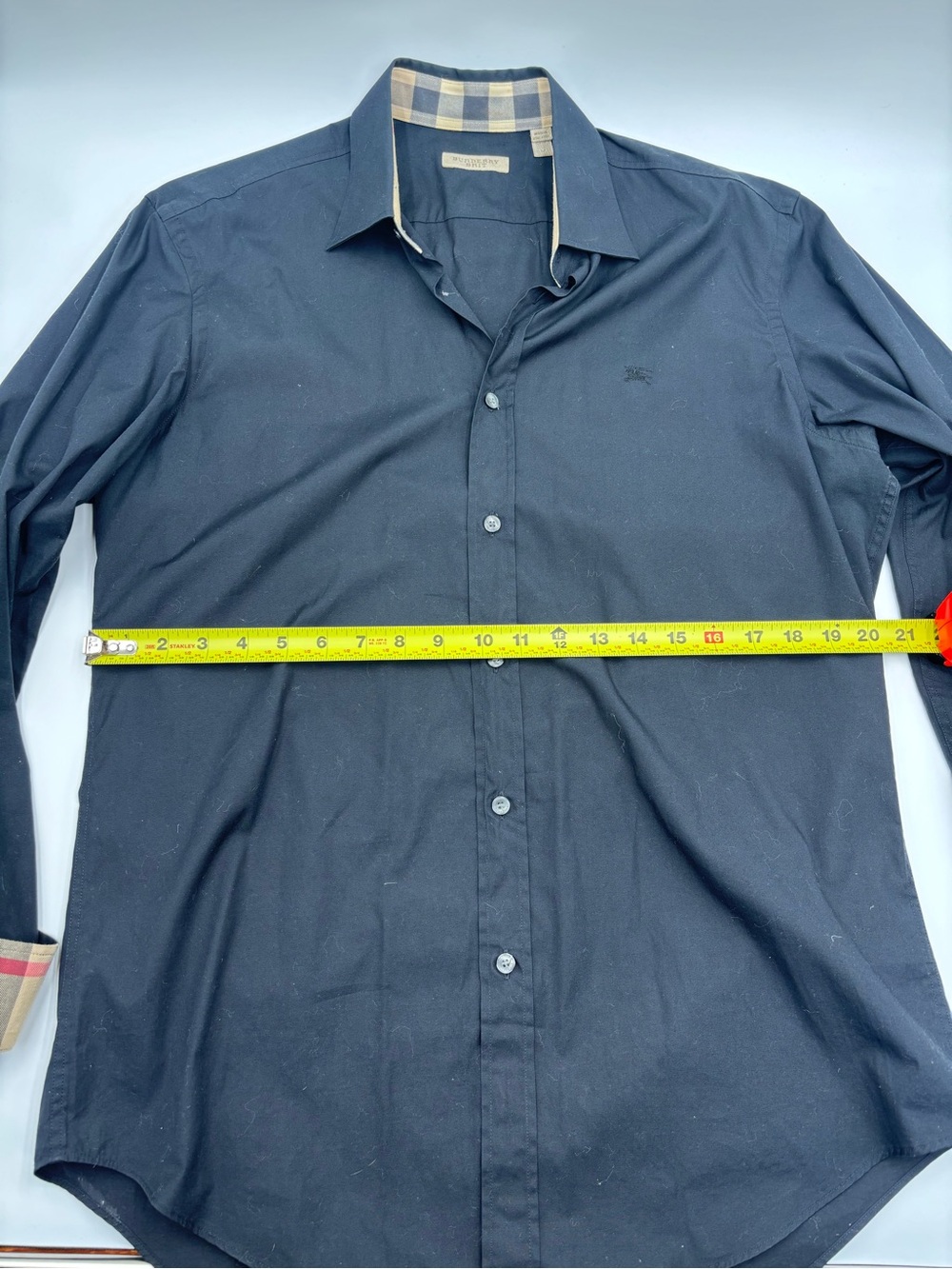 Burberry Brit Classic Knight Flip Cuff Men's Black Dress Shirt Button-Up MEDIUM - Picture 7 of 7
